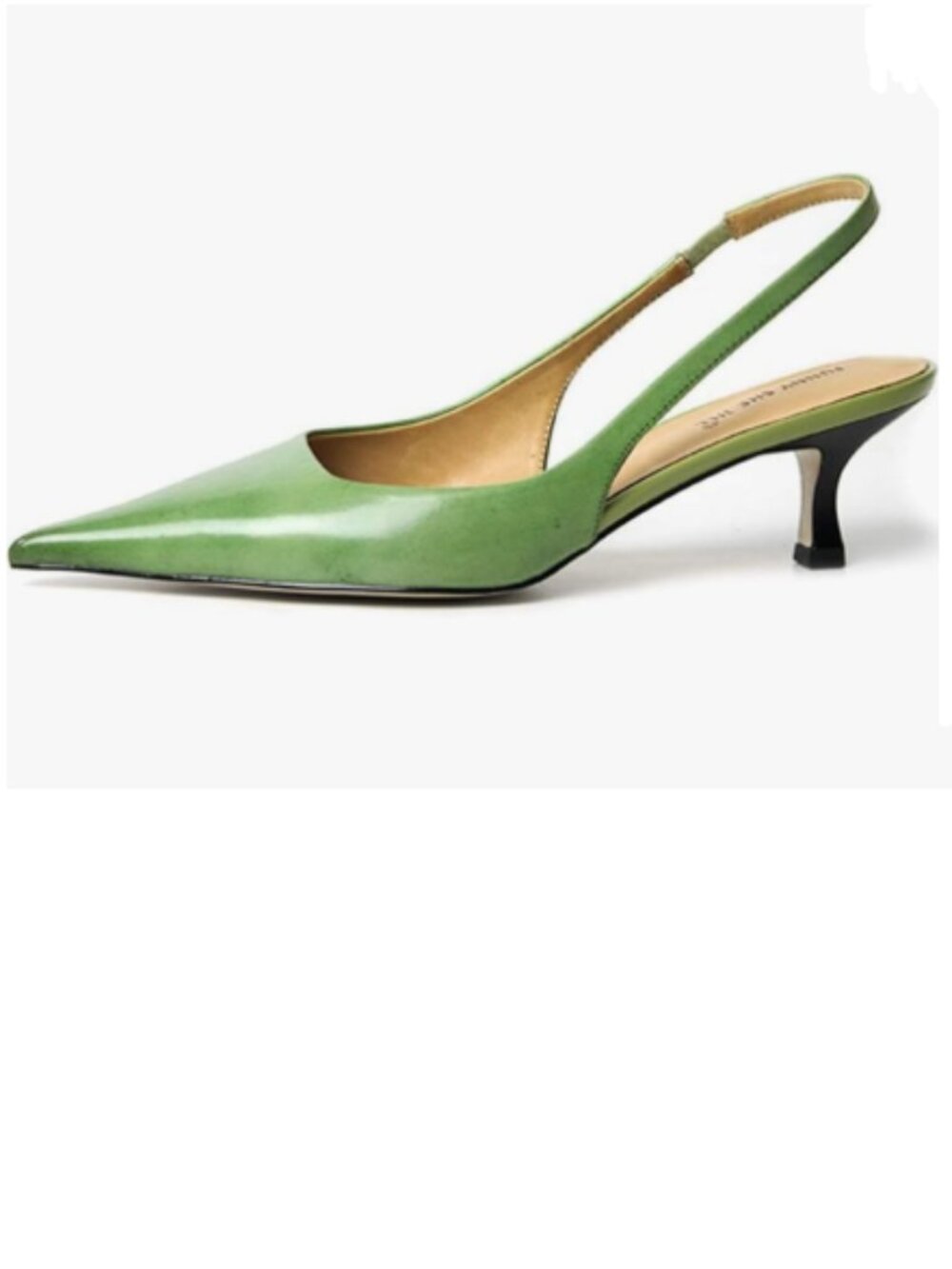 FSJ Green Kitten Heel Slingback Sandals Pointy Toe Sexy Pumps Comfortable Shoes